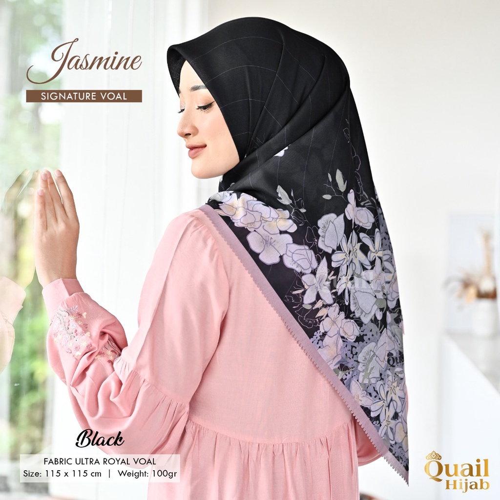 JASMINE VOAL Jilbab Square segi empat segiempat Quail Hijab Bahan Fabric Ultra Royal Ori Murah