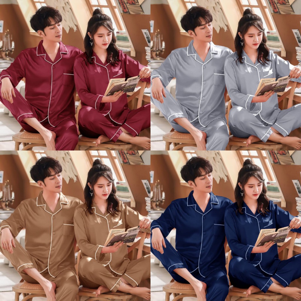 BAJU TIDUR ABG REMAJA COWOK/CEWEK/ PIYAMA LENGAN PANJANG SETELAN CELANA LD 100