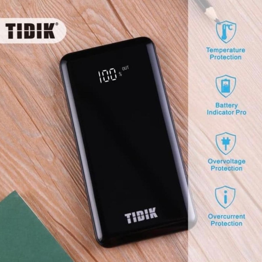 Powerbank 10000mAh TIDIK-F1QC 3.0 Slim LED Digital Fast Charging