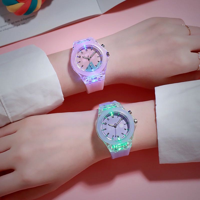 Jam Tangan Wanita Analog Quartz Jelly LED Korean Fashion / Jam Tangan Jelly LED Import