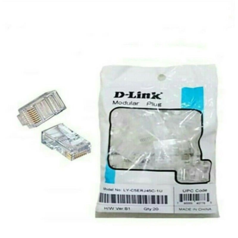 D-Link CONNECTOR RJ45 CAT5 Kabel LAN Isi 20Pcs