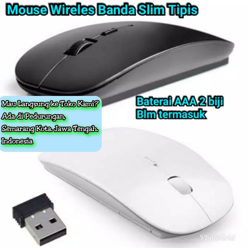 Mouse wireles Banda Slim Tipis Mouse tanpa Kabel Mouse Komputer Mouse Laptop