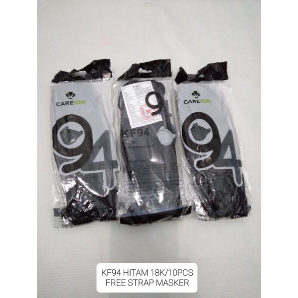masker kf94 careion hitam free tali masker