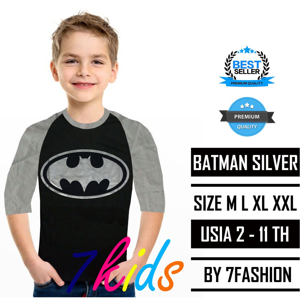 Kaos Anak laki-laki | Kaos Anak Perempuan | Pakaian anak Batman Silver