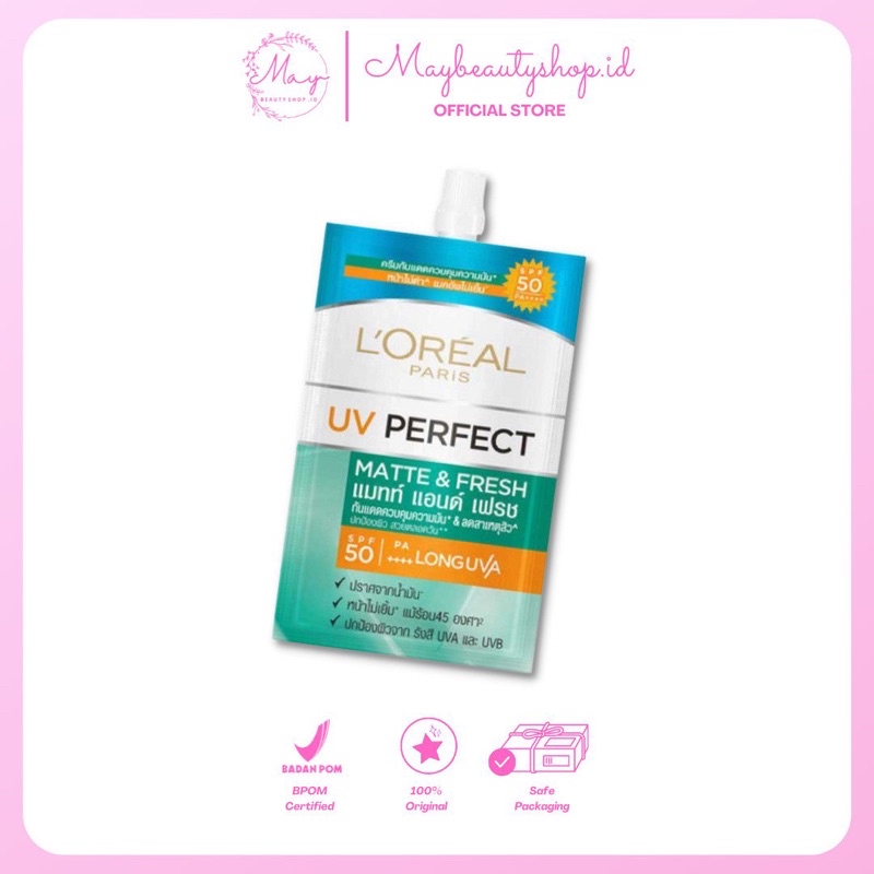 Loreal Paris Uv Perfect Matte and fresh suncreen saset isi 7ml