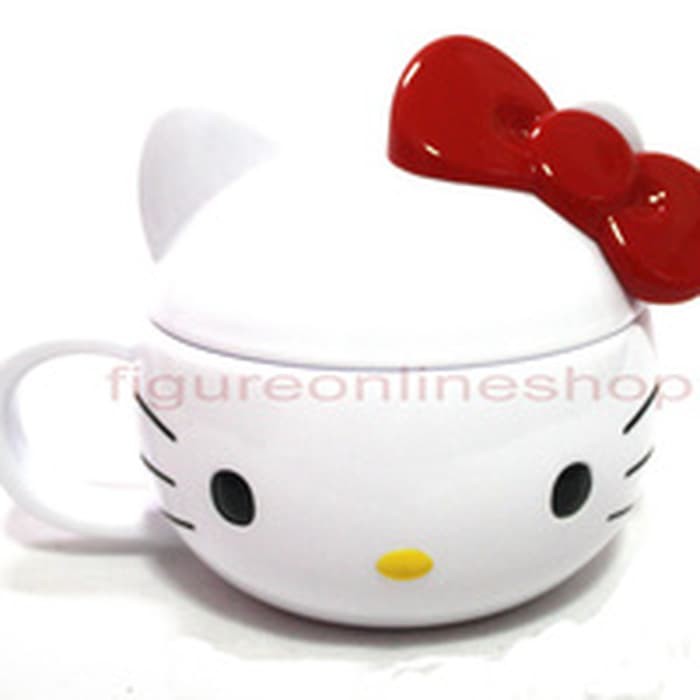 MUG / CANGKIR MELAMIN HELLO KITTY KEPALA + TUTUP (-PUTIH)-