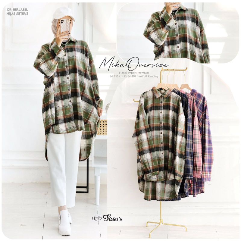 Mika kemeja flanel oversize ld 156 ori hs