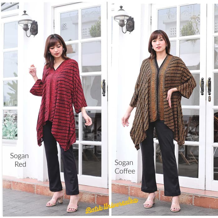 Promo Atasan Batik Wanita. Blouse Tunik Batik Top Jumbo Big - Parang Sogan - Merah Berkualitas