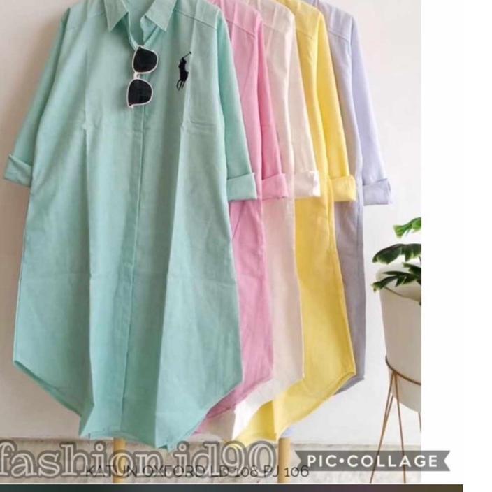 FASHION.ID90 LONG TUNIK POLOS PL LENGAN PANJANG BAHAN KATUN OXFORD FIT L XL XXL XXXL 929 JUMBO / TUN