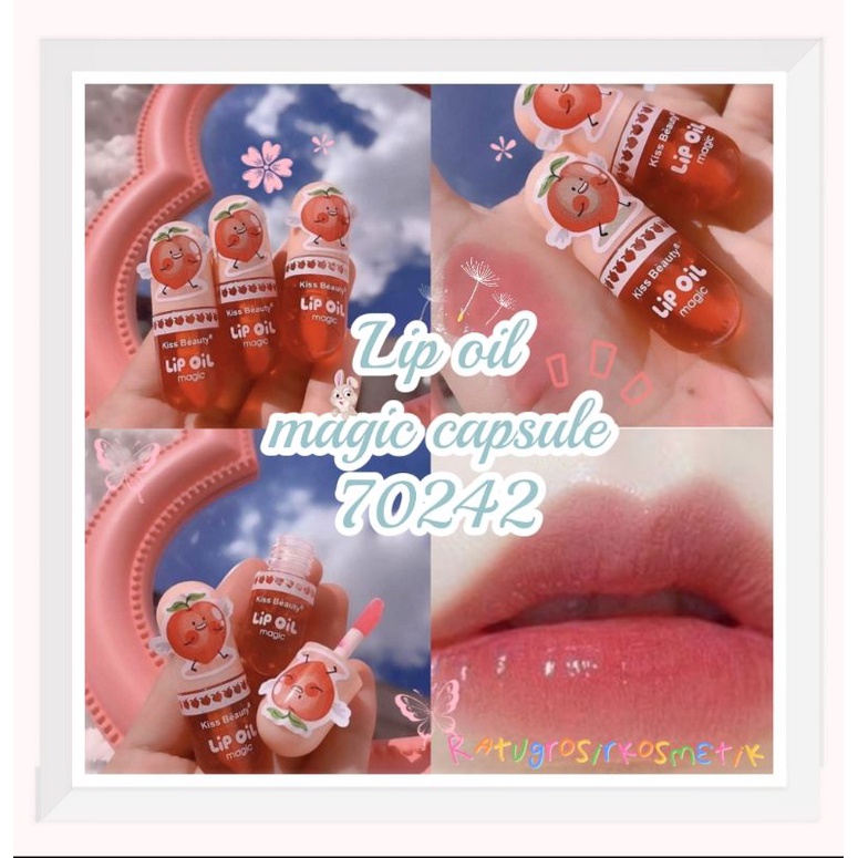 ECER!!!LIP OIL MAGIC CAPSULE PEACH KISS BEAUTY NO.70242/DIAMOND PEACH NO.70079