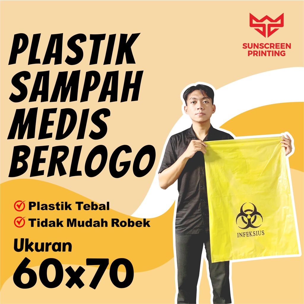 Plastik Sampah Kuning Medis Logo Infeksius 50x70 60x80 60x100 80x100