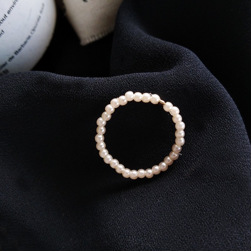 Cincin Manik-Manik Mutiara Adjustable Untuk Aksesoris Perhiasan