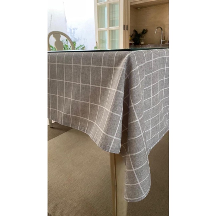 Taplak Meja Makan - Taplak Meja Makan Kain / Bahan Linen Kursi 4, Kursi 6 Dan Kursi 8 - E