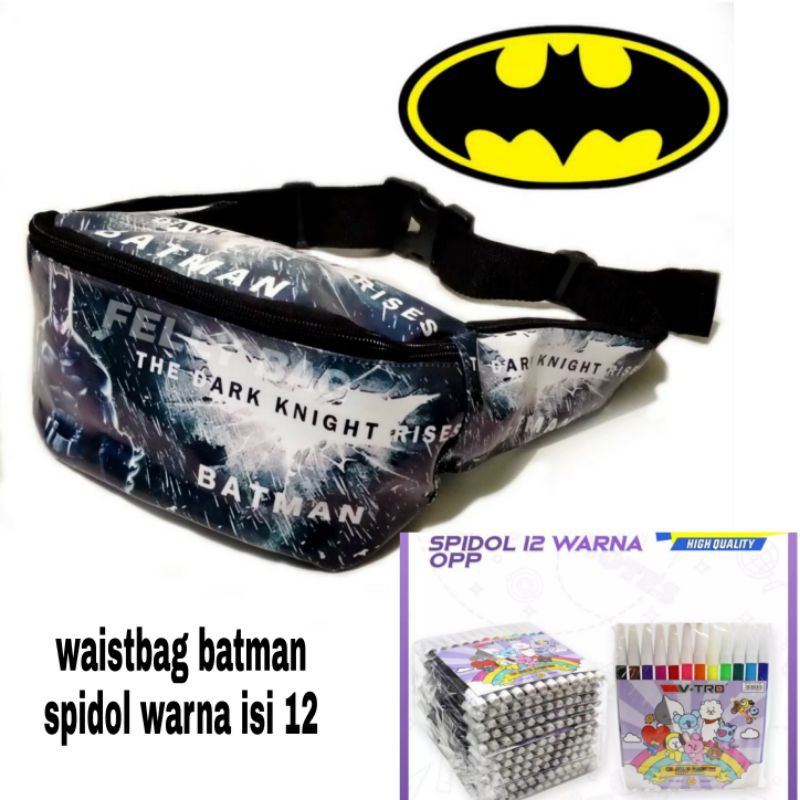 waiatbag anak batman+spidol warna isi 12 lengkap