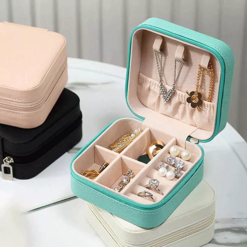 Kotak Perhiasan Kotak Penyimpanan Travel Jewelry Box Case Aksesoris Serbaguna Alb