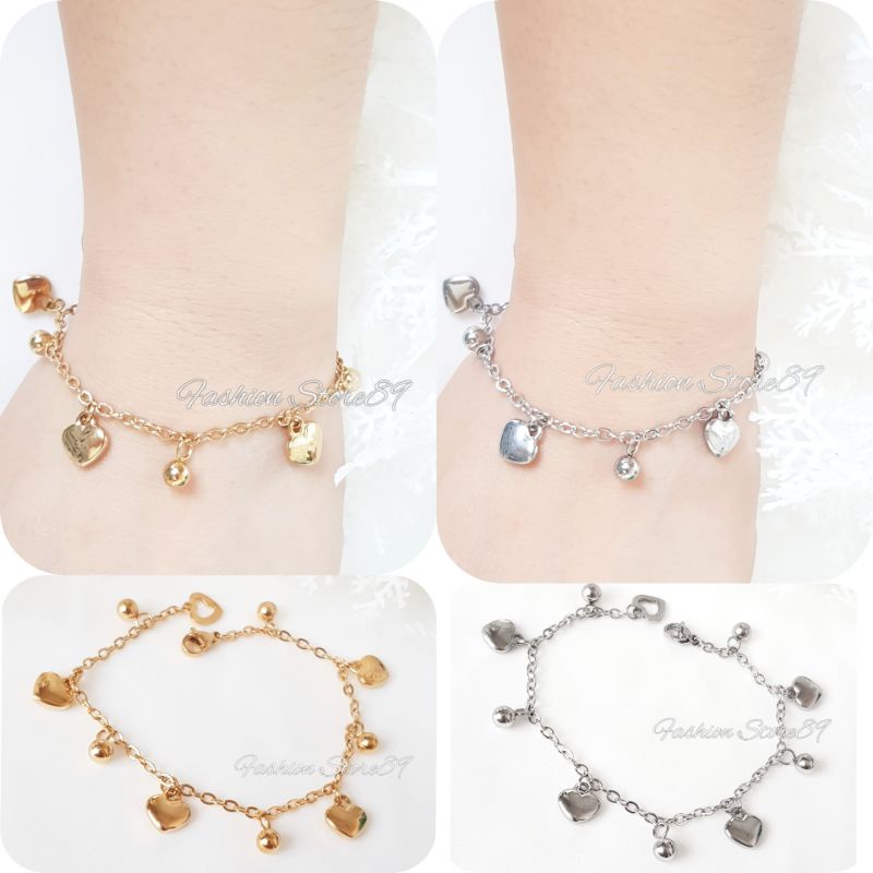 Ready Gelang Love gelang tangan Gold titanium antikarat import fashion jurai