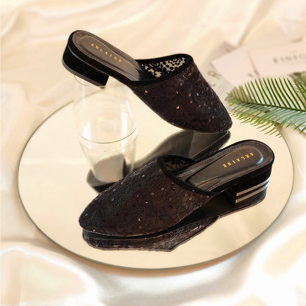 Arlaine - Jasmine Selop Heels / Heels 3cm / Heels Brukat / Sepatu Heels Wanita / Heels Kerja