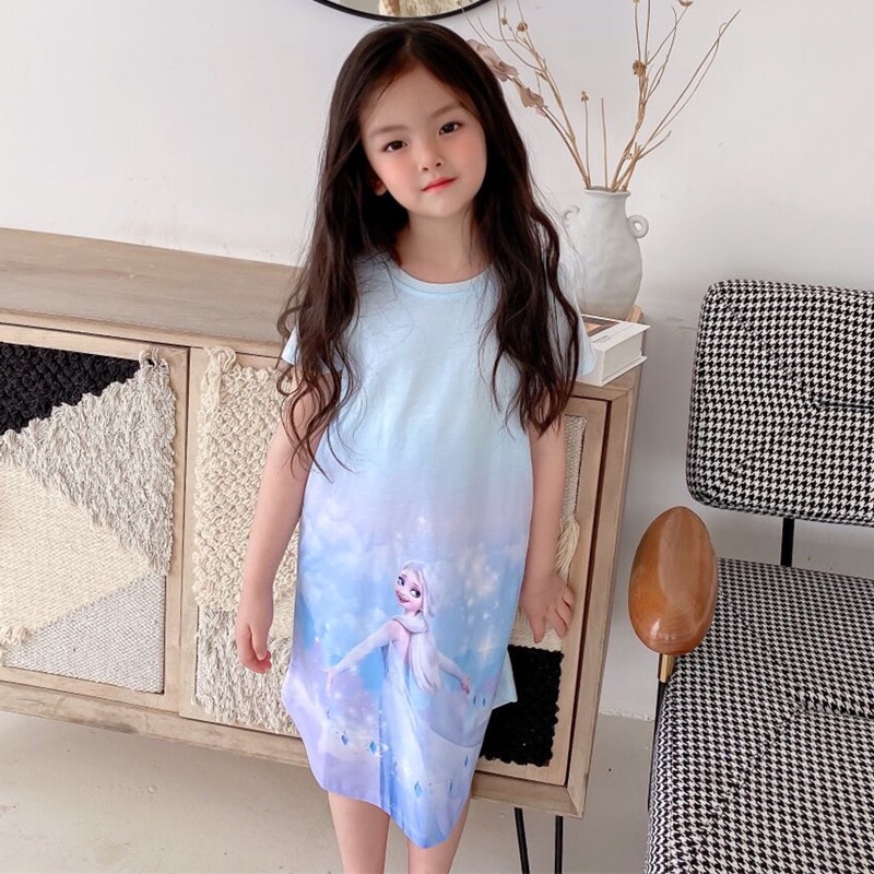 babyfit baju elsa dress BLUE frozen gaun mini anak perempuan import ds-804