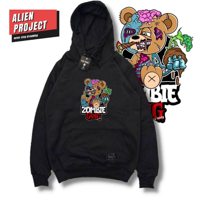 Alien Project Hoodie Zombie Gang Hoodie Pria Hoodie Hitam