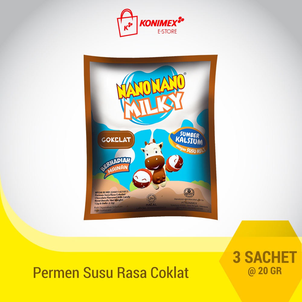 

Nano Nano Milky Permen Susu Anak - 3 sachet rasa Coklat Kaya Kalsium