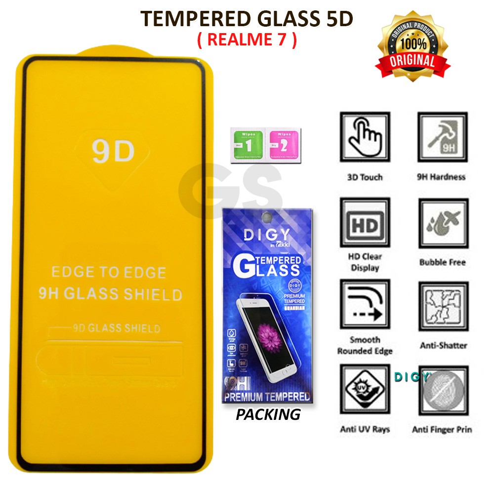 Tempered Glass 5D 10D FULL RAKKI REALME 2 2 PRO 3 PRO 5 PRO 6 7 C2 C11 C12 C15 C17 7i K1 U1 X