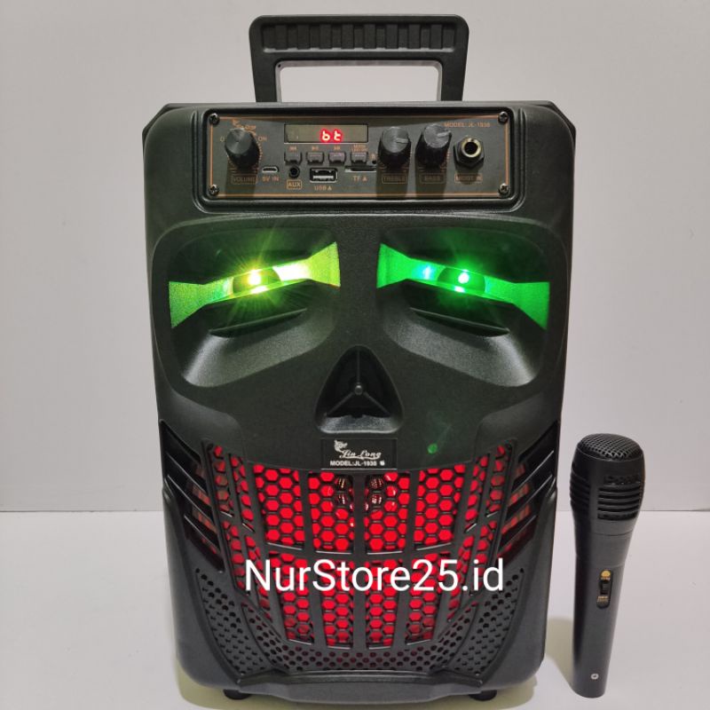 Speaker Bluetooth Portable Jinlong 1938 8,5 Inchi Bonus Mic Dan Remot /Salon Aktif /Musik Box Blueto