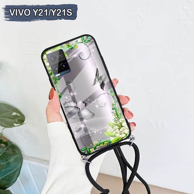 [A31] Softcase Glass Kaca Camera Protect +Tali Vivo Y21 2021 Y21S /Casing Handphone Vivo Y21 2021 Y2