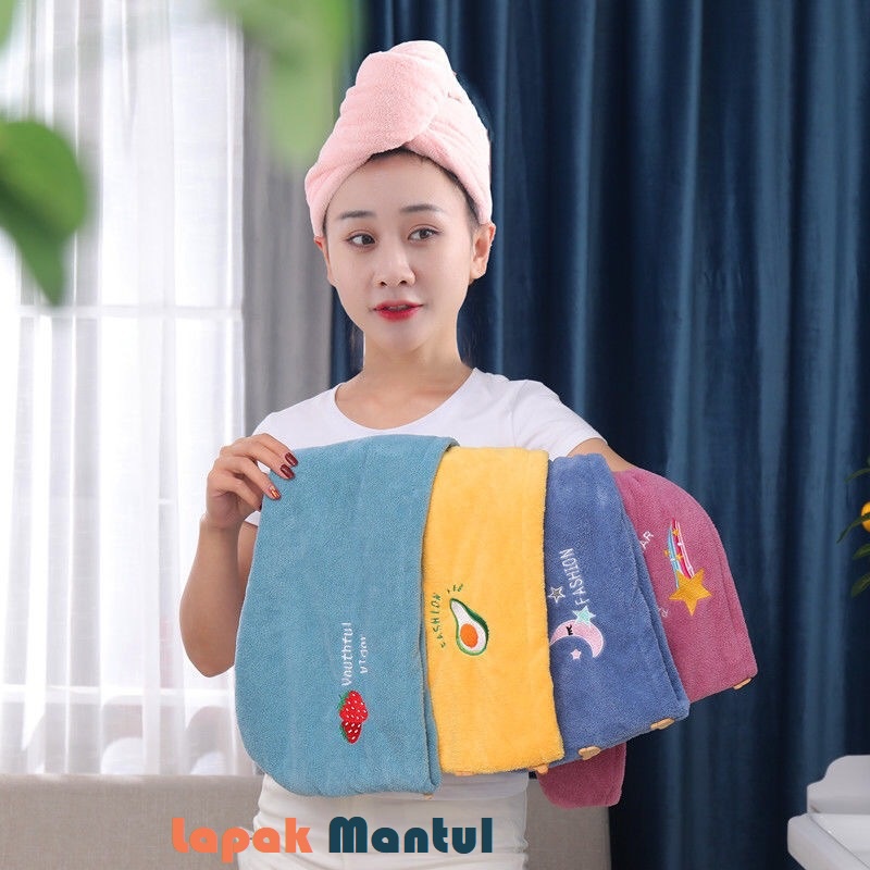 LM-0067 Handuk Keramas Cepat Kering Magic Towel- Handuk Keramas Topi Pita Microfiber-Handuk Keramas Kepala Magic