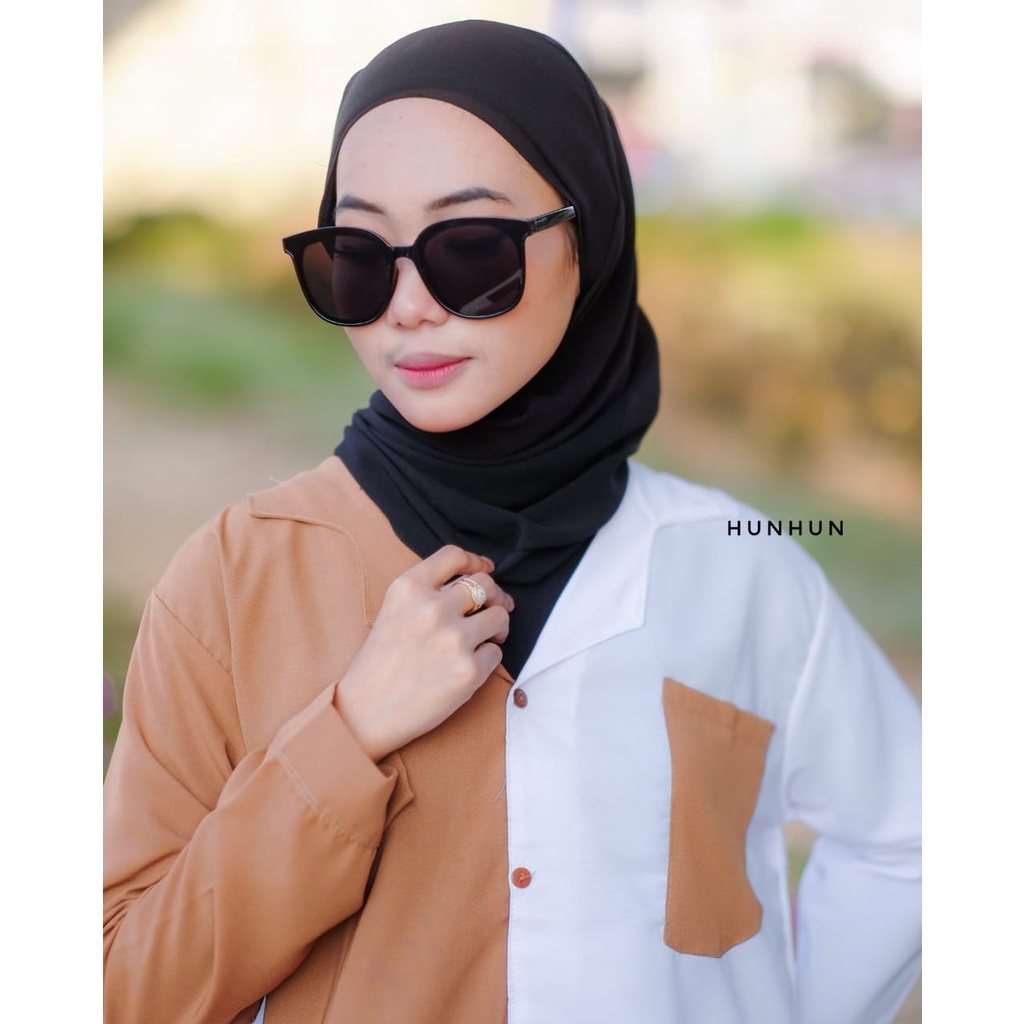 CUCI GUDANG!! Kemeja Wanita KEMEJA TWO TONE Kemeja Twotone Wanita Atasan Blouse  Kemeja Kombinasi Wanita Kemeja Warna Warni Kemeja Dua Warna Blouse Casual