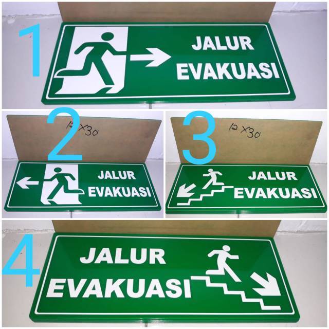 

Sign label acrylic jalur evakuasi uk 30x12cm, sign board akrilik