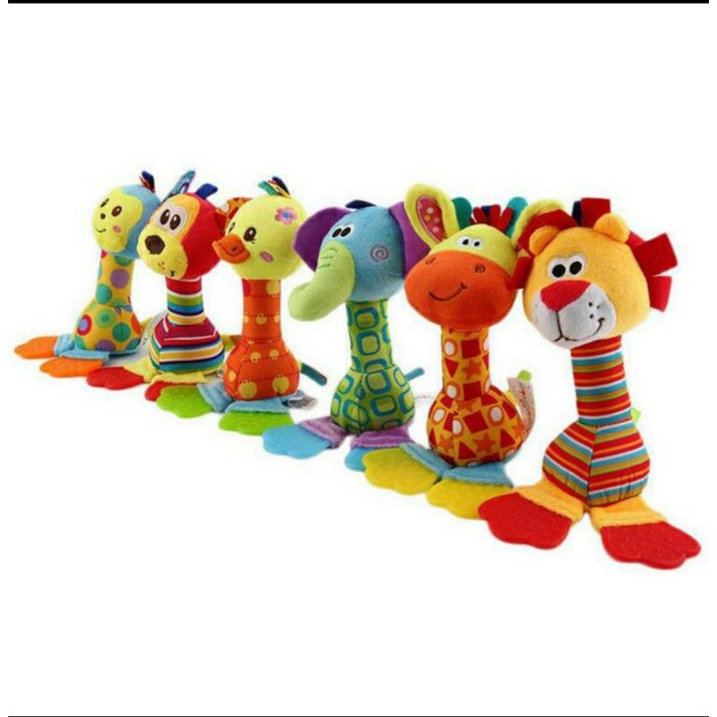 Mainan bayi bunyi / gigitan bayi / mainan anak rattle stick teether