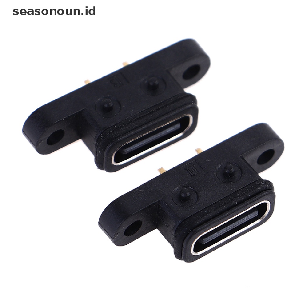 2 Pcs Soket Port USB C 2 Pin Female Tahan Air Dengan Lubang Sekrup