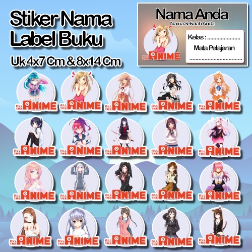 

Stiker wanita Anime gadis cute kartun lucu Karakter Lucu Custom Lebel Nama cromo murah 20 Varian berbeda Sticker Pelajaran Mapel buku anak sekolah No 4