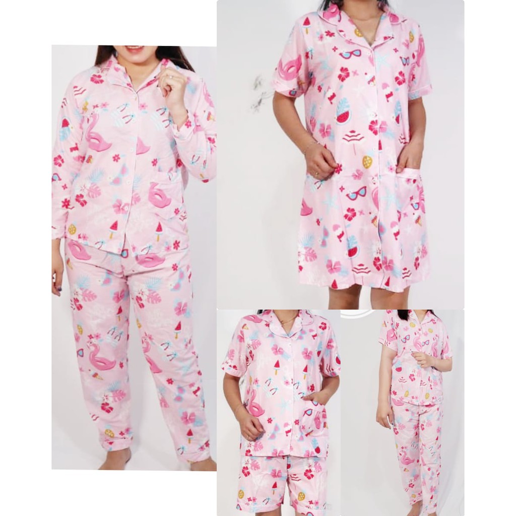 bisa couple ibu dan anak motif flamingo pink