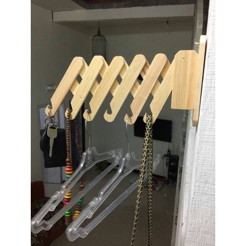 Kapstok Kayu Pinus Unik, Gantungan Baju Model Jadul 6 Cantolan / Kapstok Jadul, Hanger Gantungan Baju Bahan KAYU