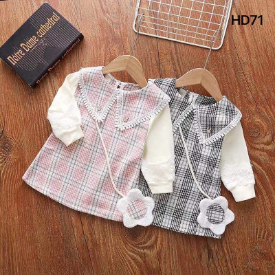 Dress anak cewek  babydoll square renda ukuran 1-3tahun / Dress bestseller termurah