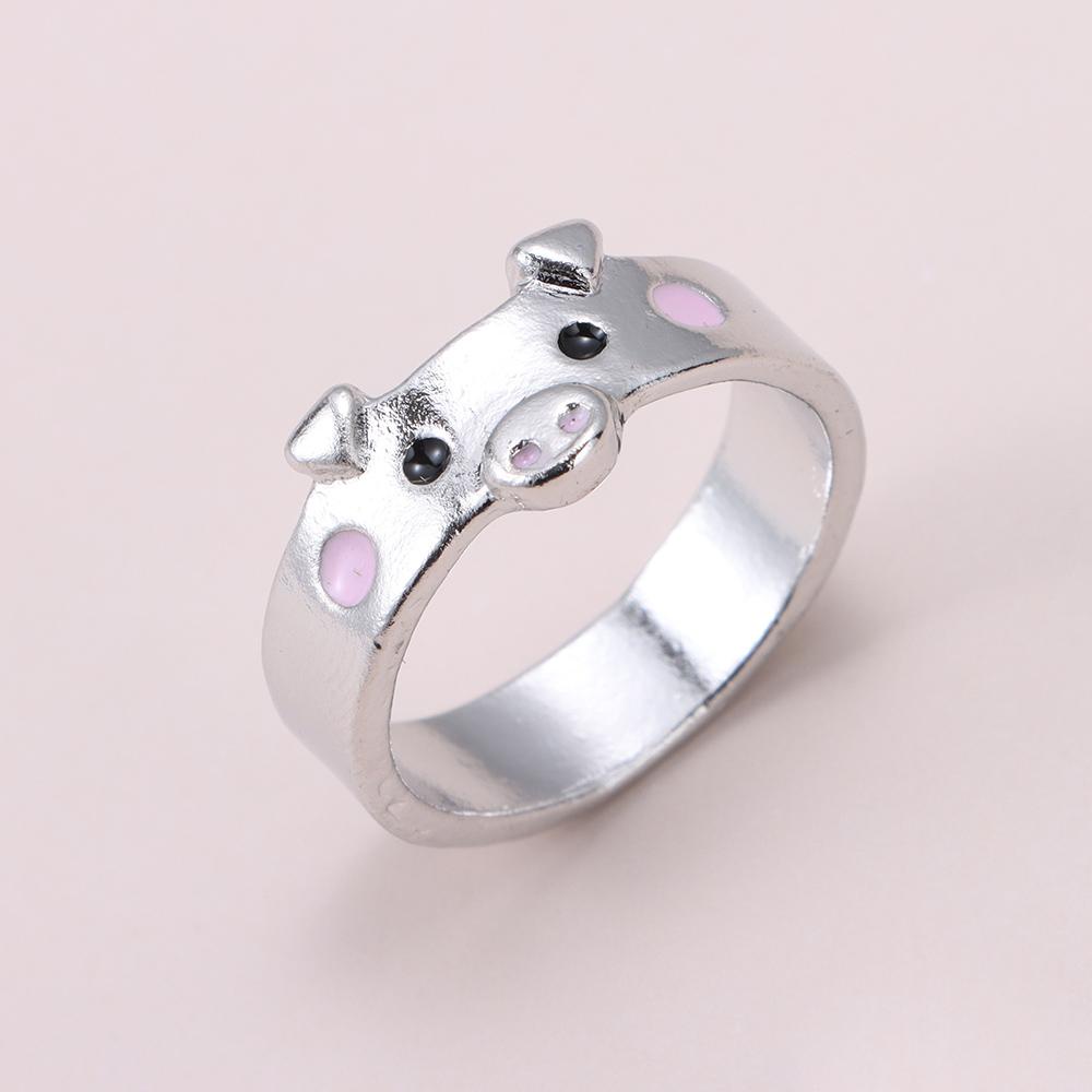 Lily Pig Cincin Wanita Pria Fashion Retro Unisex Vintage Kreatif Hewan