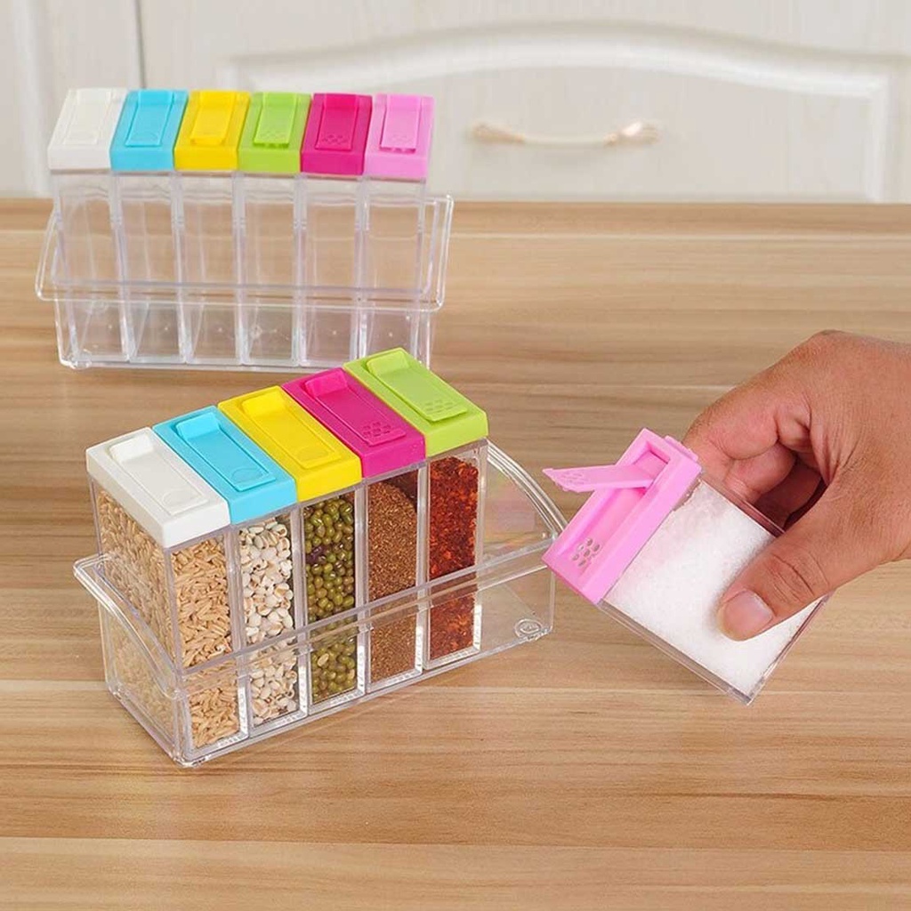 SEASONING SIX PIEC SET - 6in1 Tempat Penyimpanan Bumbu Masak Higienis Praktis container