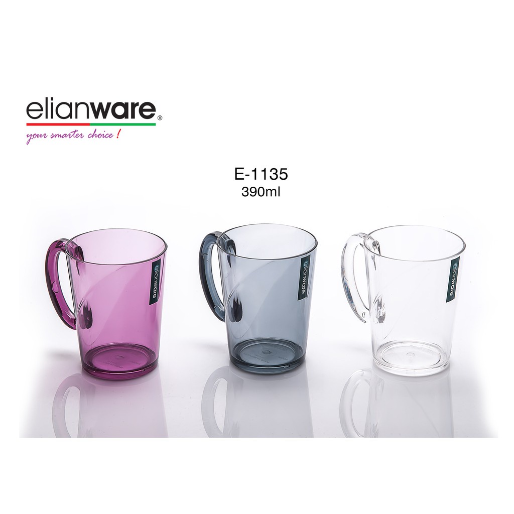 Elianware Mug Cup With Handle Round Shape Gelas Anti Pecah (390ml) E-1135