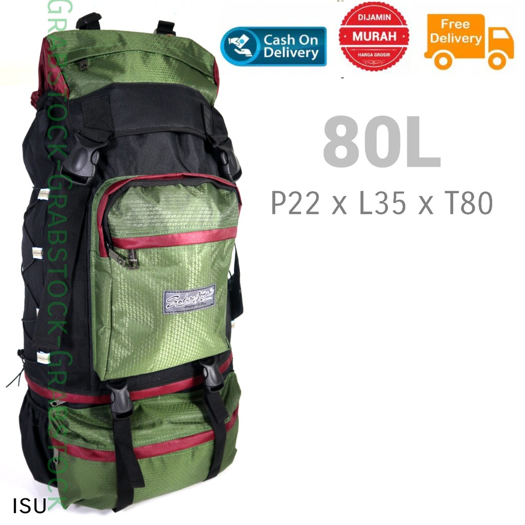 Hiking Tas CArrier Plus RAincover Camping Gunung Mudik 80 L ii35 SUper Besar Premium