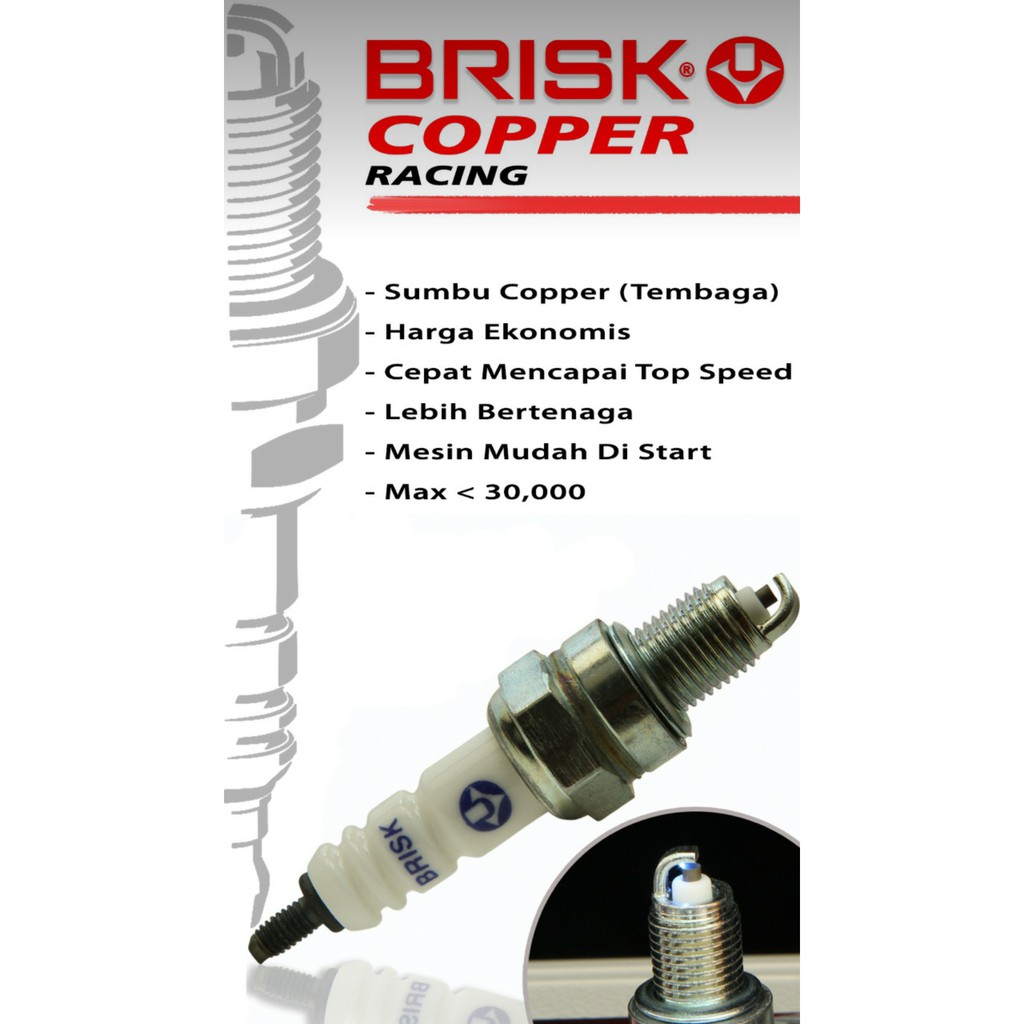 Busi Motor Brisk Copper Racing AR12C Nmax Vixion Satria MX Beat Vario Xabre Lexi MT15 MT25