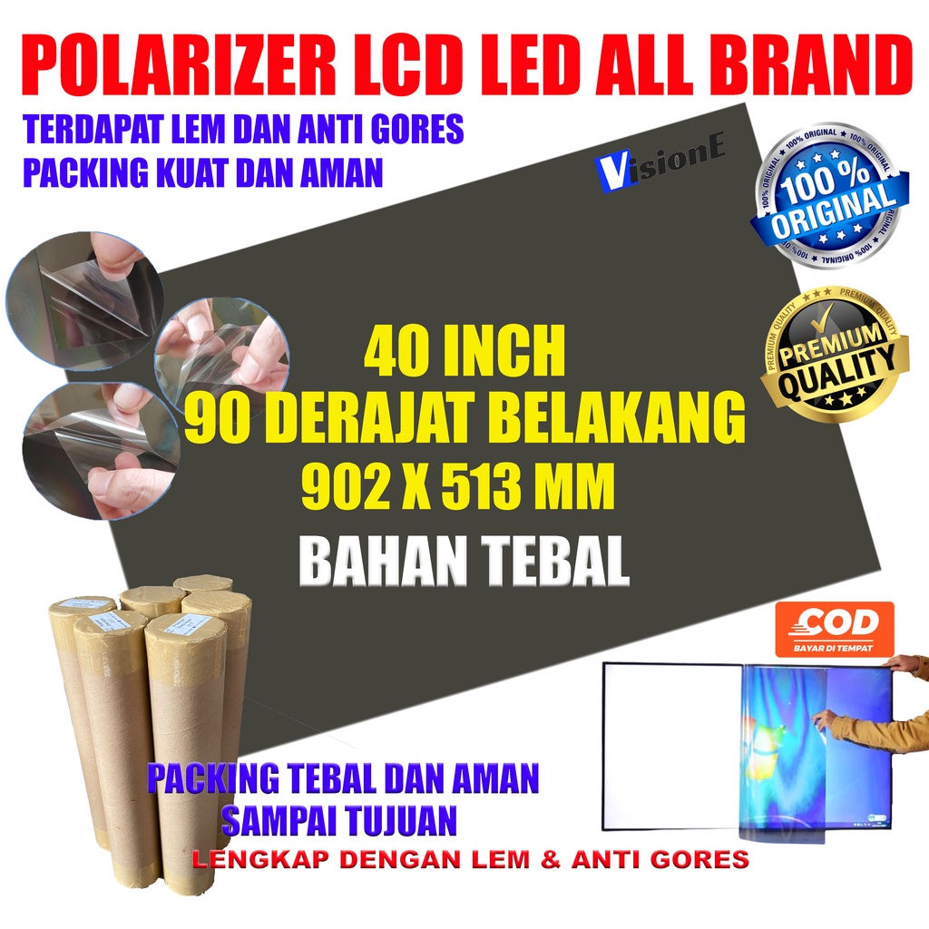 POLARIZER LCD LED 40 INCH 90 DERAJAT BAGIAN DALAM POLARIS LCD 40INC 40&quot; POLARIZED LAPISAN LCD LED KACA POLARISER