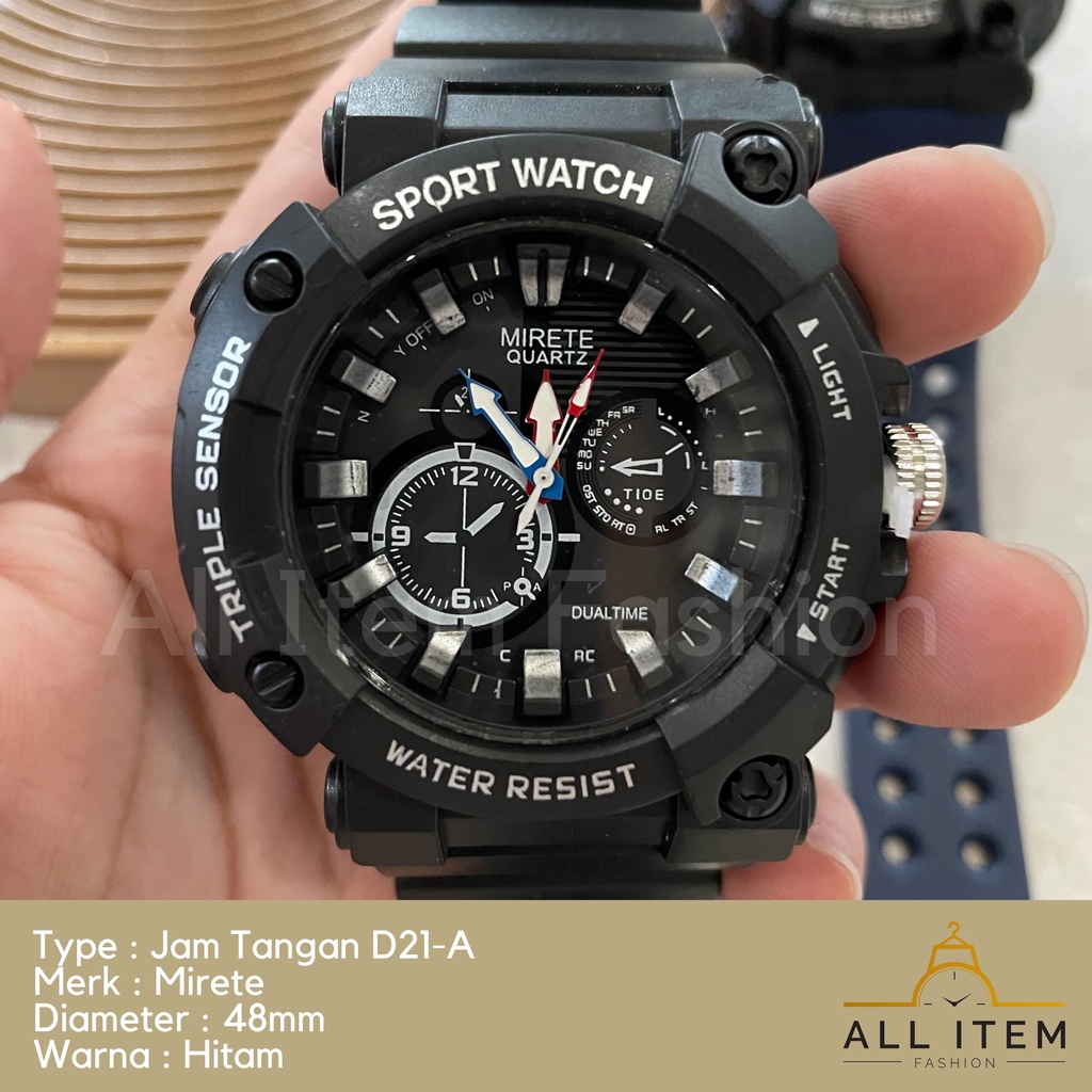 COD✅ JAM TANGAN MIRETE D21-A PRIA MEN SPORT WATCH ANALOG / JAM TANGAN / Jam Tangan Rubber Sport Bulat Pria Fashion Gaya Korea / Harga Grosir