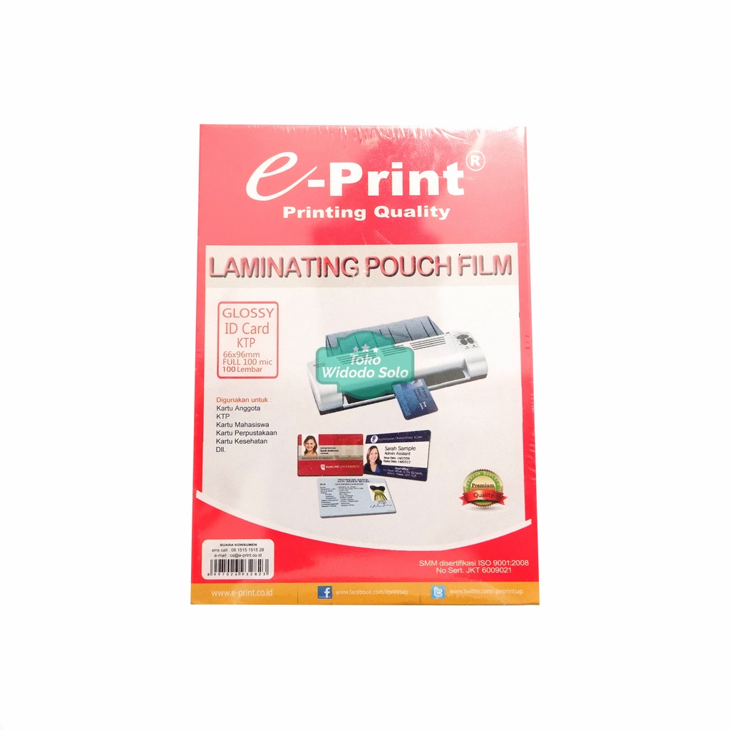 

Mika Plastik Laminasi KTP SIM ePrint Laminating Pouch 6,6x9,6cm - 1 Pack Isi 100 Lembar