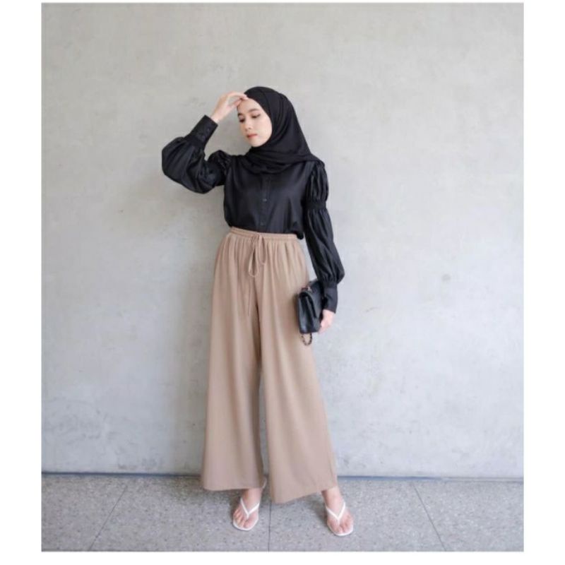 Kulot highwaist/kulot rayon polos/ celana wanita harian