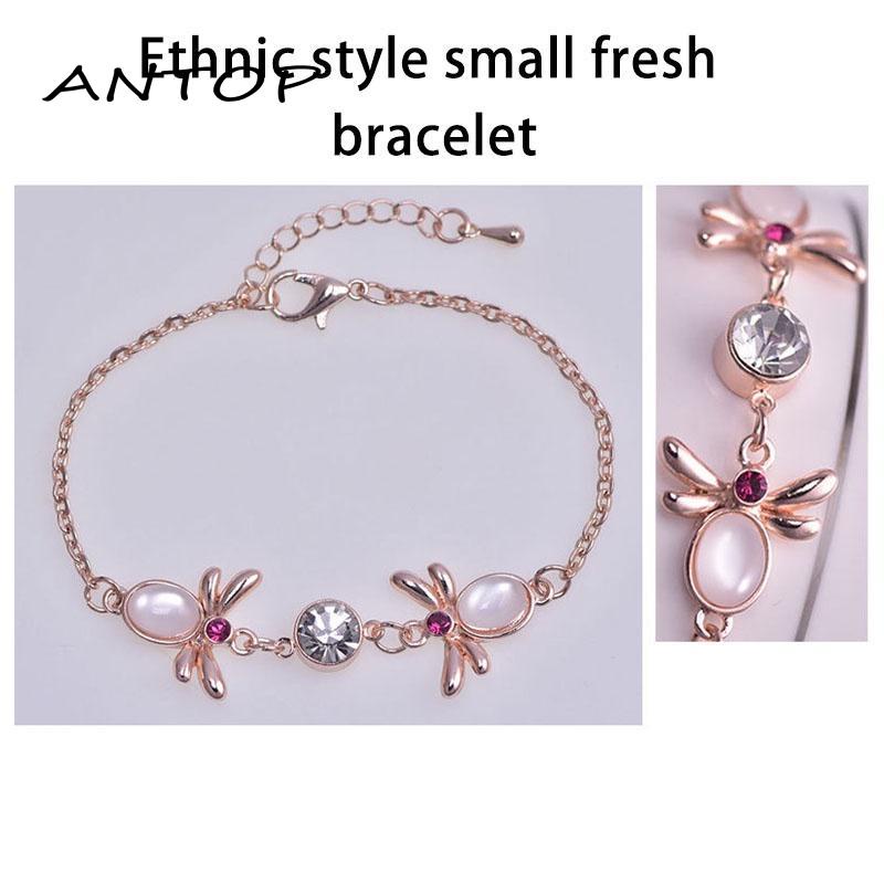 1 Pcs Korea Fashion Gelang Titanium Wanita Anti Karat Berlian Permata Hijau Bracelet ANTOP