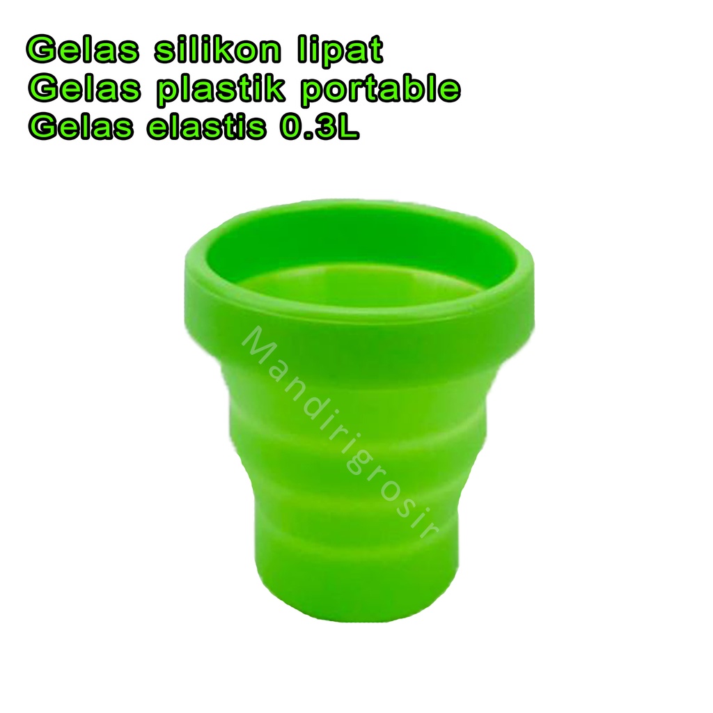 Gelas lipat * gelas lipat plastik portable polos * Gelas elastis * Hijau 0.3 Liter