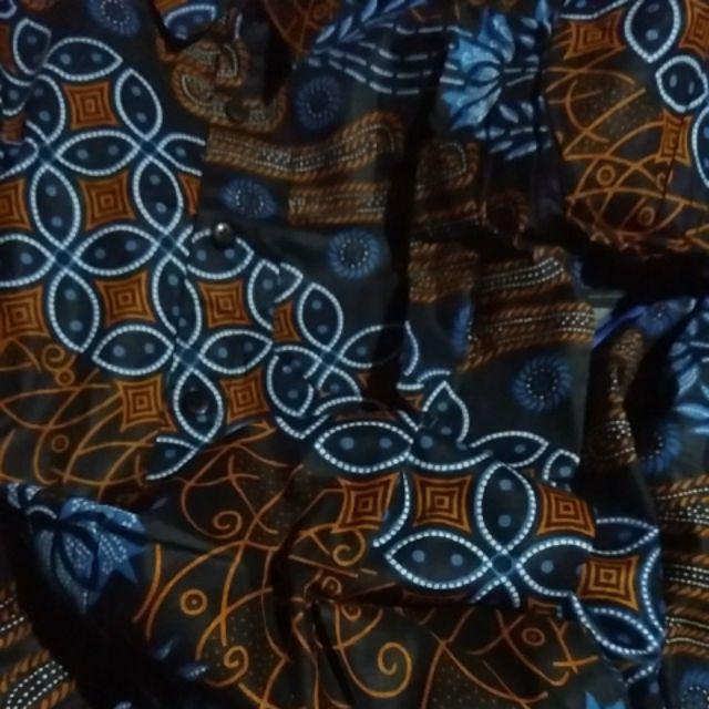 Manuk Peksi Merah Ori Florist Kemeja Batik Panjang Hem Pakaian Pria Seragam Batik Modern Batik Solo