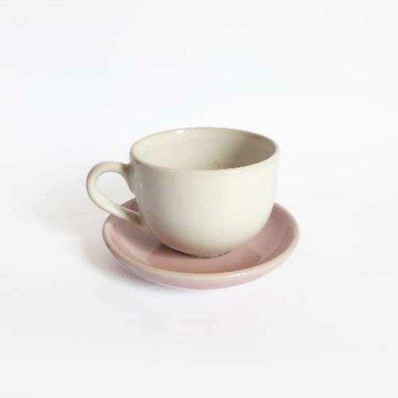 CS190Z Cangkir Putih Saucer Bulat Warna 190ml Tea Cappuccino Cup