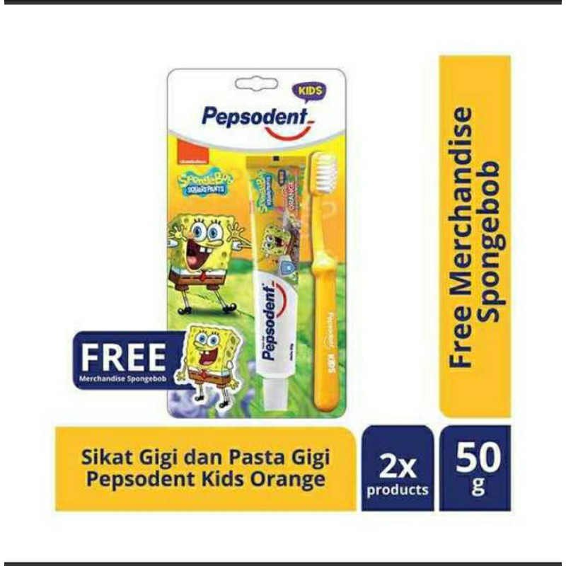 Pepsodent Kids Sikat Gigi Anak Spongebob + Pasta Gigi 50gram